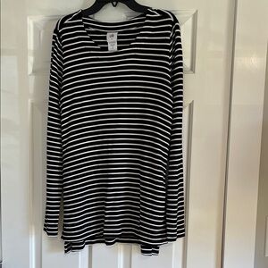 CAbi black and white Striped Long Sleeve Top